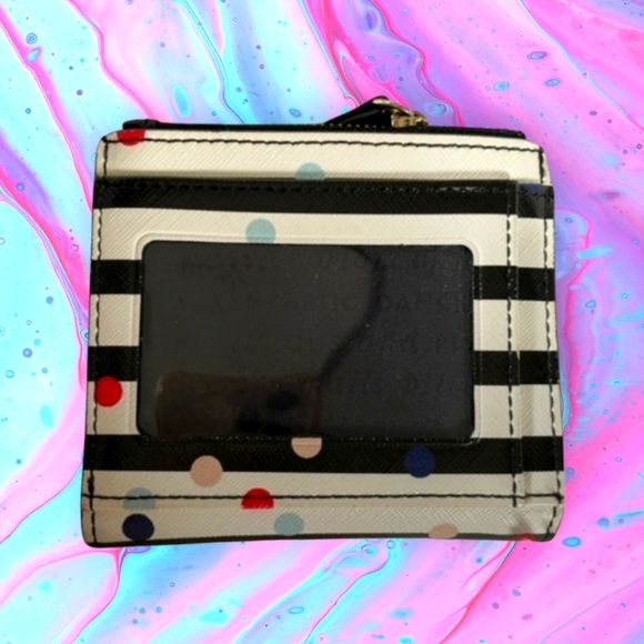 Kate Spade Polka Dot & Stripe Compact Wallet Ret.$119 GUC - Picture 3 of 8